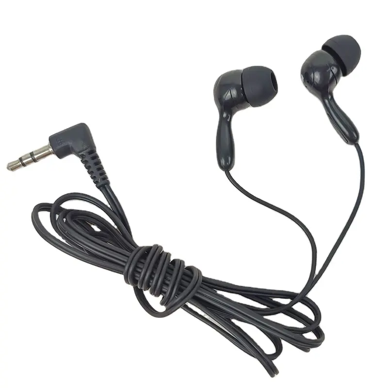 Earphone Warna Hitam Earphone Penerbangan Sekali Pakai Headphone untuk Tamasya Kota Kereta Headset Murah untuk Turis Bus Penerbangan