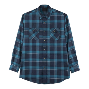 Camisas de franela con botones a presión de algodón MOQ bajo cuadros personalizados de franela al por mayor de fábrica verdadera - Product Image 5