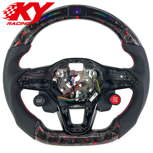 Volant sport racing personnalisé en cuir et fibre de carbone forgée rouge pour Volkswagen MK8 8.5 Golf GTI R Arteon Jetta GLI ID4 - Product Image 1