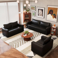 Italienisches Minimalistisches Echtleder-Sofa mit Knopfheftung und Liegefunktion, Dreisitzer-Sektionalsofa, Maßanfertigung für Große und Kleine Räume