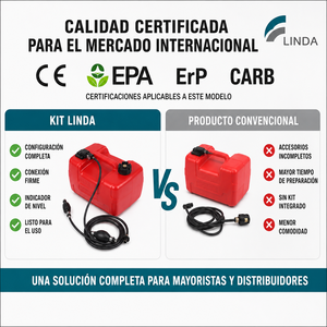LINDA Fabrica Directa Réservoir de Carburant Marin 12L avec Tuyau 3.1m 8mm pour Moteur Hors-Bord Yamaha CE EPA ErP CARB - Product Image 5
