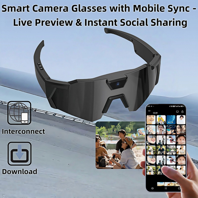 Smart Camera Glasses Outdoor Sports HD Video Recording Cycling Sunglasses Wearable Camera Wireless Shooting Plastic Frame Push