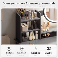 Coiffeuse multifonctionnelle haut de gamme tendance avec miroir intégré et meuble de rangement, design épuré pour chambre d'appartement compacte