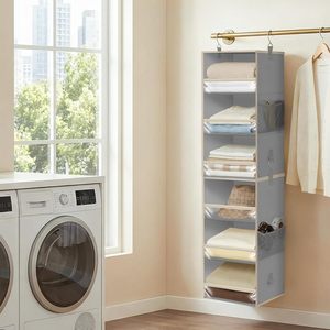 6-Shelf Hanging Closet Organizer 1-Pack Collapsible <b>Storage</b> For Bedroom Dorm Room With Mesh Pockets And Hooks - Product Image 2