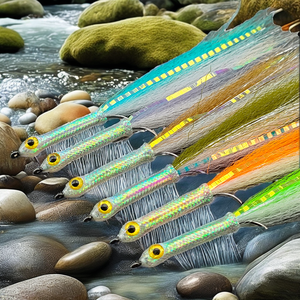 Leurre de pêche à la mouche 3D à gros yeux pour attirer les truites, streamer, longues tiges, mi-eau, mouches artificielles, multiples rivières/lacs/ruisseaux - Product Image 2