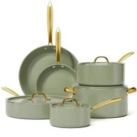 Geling Nouvelle Collection Luxe Batterie de Cuisine en Aluminium Professionnelle pour Induction, Fournisseur d'Usine, Vert
