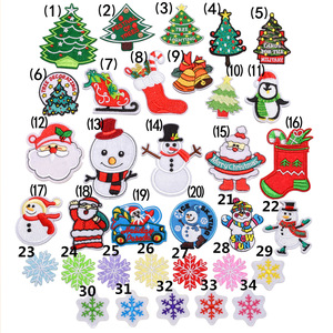 Venta al por mayor de parches de transferencia de calor Feliz Navidad pegatina de nieve hierro en ropa parches de costura - Product Image 5