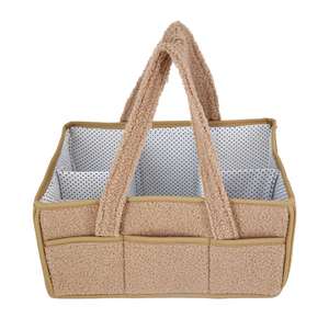 Bon prix, vente en gros, grand panier cadeau essentiel pour nouveau-né en velours Teddy, panier de rangement pour pépinière, sac organisateur pour bébé - Product Image 1