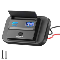 Chargeur de voiture WLETO 54W QC3.0+PD RV double USB A+C 12-24V à charge rapide avec bouton marche/arrêt et lumières LED colorées pour voitures, bateaux, téléphones