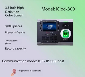 ZK Iclock300: Портативный терминал учета рабочего времени с отпечатком пальца и HD TFT-дисплеем для сотрудников - Product Image 3