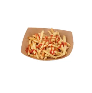 KING GARDEN High Quality Cheap Kraft Paper Food Trays Boat Tray Biodegradable For Hot Dog French Fries