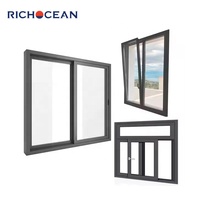 Venta al Por Mayor de Ventanas Corredizas de Aluminio a Prueba de Viento con Doble Vidrio Templado y Mosquitero, Certificación NFRC