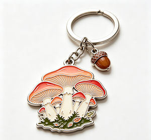 Porte-clés en métal émaillé en forme de champignon, pendentif en alliage de zinc en forme de gland, ornement cadeau pour promotion - Product Image 4