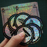 Vente en gros d'autocollants d'hologramme à paillettes découpés avec étiquette mignonne étanche pour ordinateur portable autocollant auto-adhésif