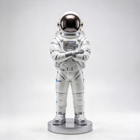 Sculpture d'astronaute grandeur nature en fibre de verre, statue de cosmonaute en résine pour centre commercial, hôtel, parc à thème, décoration artistique de paysage