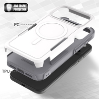 Coque antichoc magnétique mate Armor pour iPhone 17 Pro Max, compatible iPhone 15 Plus, 14 Pro, 13 Pro, 12 – Accessoire de protection pour téléphone blanc