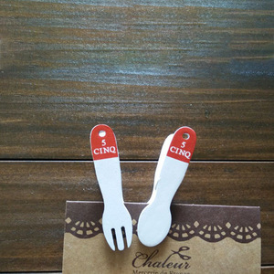 Wooden Storage Clips With Fork And Spoon Design 5 Cinq <b>Label</b> For <b>Kitchen</b> Use - Product Image 1