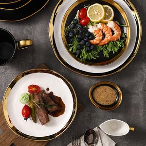 Juego <span class=keywords><strong>de</strong></span> vajilla <span class=keywords><strong>de</strong></span> cerámica chapada en oro <span class=keywords><strong>de</strong></span> lujo Plato <span class=keywords><strong>de</strong></span> carne Premium, platos <span class=keywords><strong>de</strong></span> postre, ensaladera, <span class=keywords><strong>taza</strong></span> <span class=keywords><strong>de</strong></span> café para restaurantes <span class=keywords><strong>de</strong></span> hotel - Product Image 4