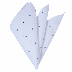 ผ้าเช็ดหน้าผ้าฝ้ายคอตตอนลายสีขาวสีน้ำเงินเข้ม - Product Image 2