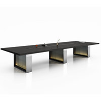 Table de conférence moderne en panneaux de bois LIYU, design extensible, pieds en acier inoxydable, mobilier de bureau pour école, hôpital, salle à manger