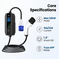 Station de recharge portable 32A/7KW, étanche IP65, chargeur de véhicule électrique