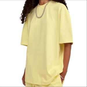 Camiseta de algodón de 305 g/m² para hombre, estilo urbano, corte holgado, color liso, cuello redondo, manga corta, juvenil, informal, estilo americano, de tela gruesa. - Product Image 3