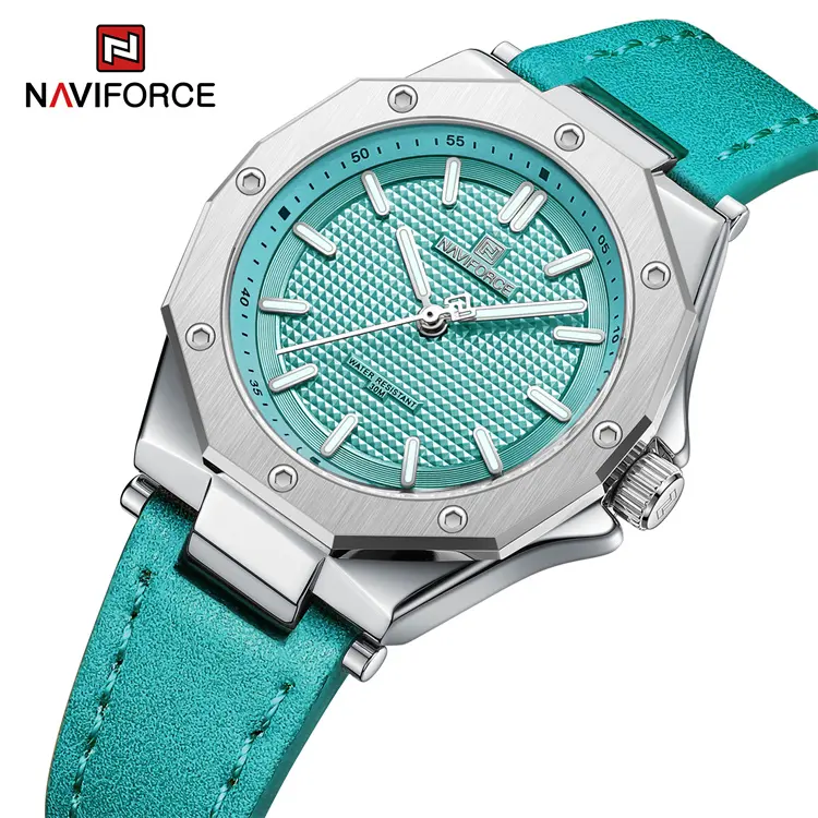 NAVIFORCE-Reloj de pulsera de cuarzo japonés para mujer, accesorio de lujo, resistente al agua, con cara azul, 5026