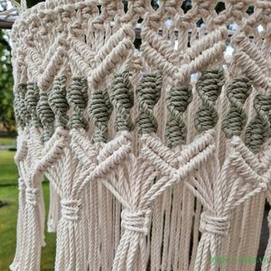 Cubierta de luz colgante de macramé bohemio moderno, accesorio de trama de algodón 100%, técnica tejida a mano, sólido antiestático para el hogar - Product Image 3