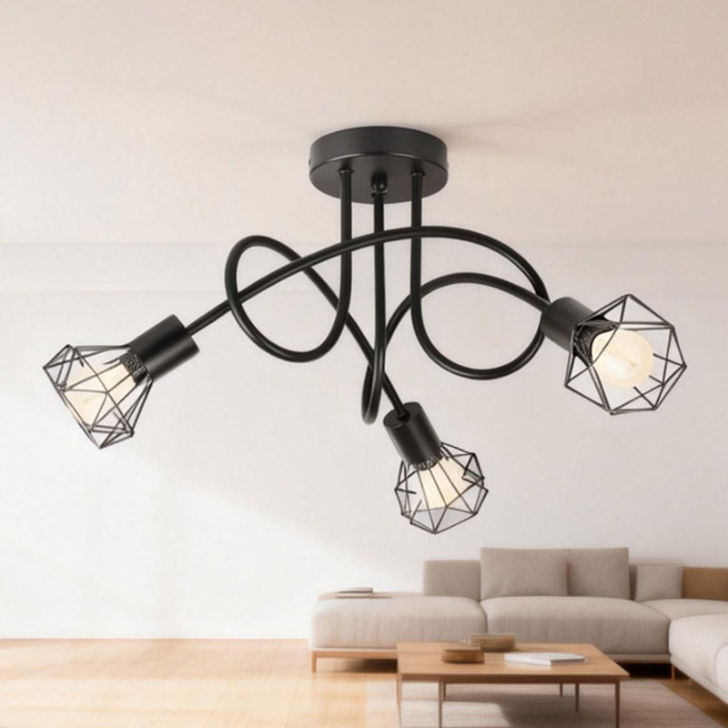 Ceiling Light | Modern Metal Ceiling Lamp with Wire Cage Shades for Living Room Bedroom Indoor Lighting