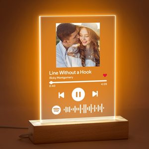 Plaque d'album musical personnalisée en acrylique avec cadre photo LED et base en bois pour <span class=keywords><strong>cadeau</strong></span> <span class=keywords><strong>Spotify</strong></span> - Product Image 6