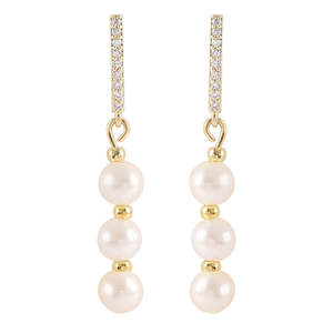 Pendientes de perlas naturales de agua dulce originales para mujer - Product Image 1