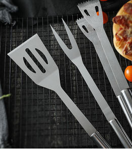 ชุดอุปกรณ์บาร์บีคิวสแตนเลส LMK009 สำหรับกิจกรรมกลางแจ้ง 3 ชิ้น อุปกรณ์ทำอาหารปิ้งย่าง - Product Image 4