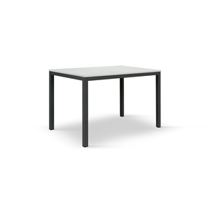 Domenico Fixed <b>Table</b> White Ash Melamine <b>Top</b> Metal Base Indoor Dining <b>Table</b> - Product Image 1