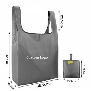 Grand sac fourre-tout pliable en polyester pour femmes, logo personnalisé, couleur lavable, pliable, réutilisable, poignées élégantes - Product Image 2