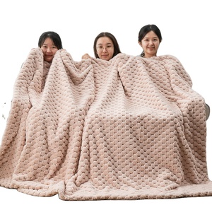 Sang trọng không đổ siêu mềm Jacquard trà sữa màu Waffle đôi bên gia đình lớn sofa minky chăn 60x80inch - Product Image 2