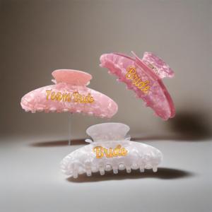 Fermaglio per capelli in acetato da <span class=keywords><strong>sposa</strong></span> rosa da <span class=keywords><strong>sposa</strong></span> con artigli acrilici Clip per matrimonio da donna - Product Image 1