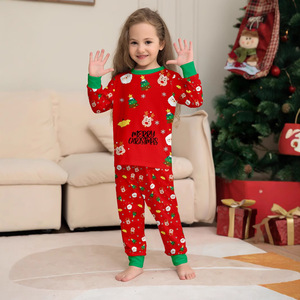 Conjunto de Pijamas de Poliéster de Manga Longa para Pais e Filhos - Estilo Estampado para Família com Design de Meninos, Meninas, Bebês e Cães - Product Image 4
