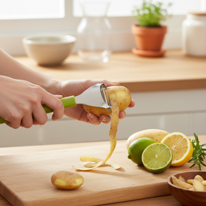 Pelapatate per verdure con linea di oliva spremiagrumi eco-friendly e sicuro facile da usare per sbucciare le patate limoni funzionamento manuale - Product Image 3