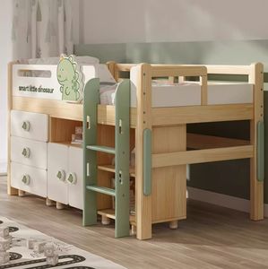 <span class=keywords><strong>Lit</strong></span> multifonctionnel pour enfants Animal amusant Petite taille en bois massif <span class=keywords><strong>mi</strong></span>-<span class=keywords><strong>hauteur</strong></span> Armoire combinée de rangement pour chambre à coucher - Product Image 3