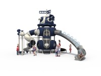 Aire de jeux extérieure robuste en métal et plastique de haute qualité pour écoles et parcs de trampolines, idéale pour les crèches commerciales.