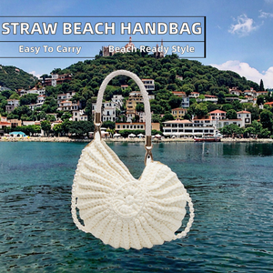 Bolsa de Playa T192 de Paja, Gran Capacidad, Ligera, Duradera, Portátil, Elegante, Artística, para Bebidas, para Mujer - Product Image 2