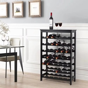 Estante para vinos de bambú con capacidad para 42 botellas, independiente, con almacenamiento en la mesa para el hogar, la cocina y el comedor. - Product Image 2