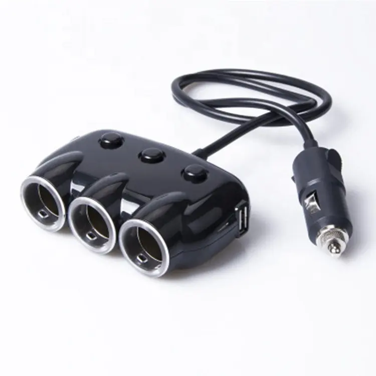 cantell 3 Way 12V 24V Multi Socket Car Cigarette Lighter Splitter Car Multi Charger Mobile Phone Fast Charger