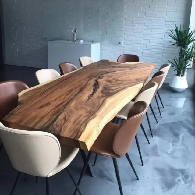 Современная Цена по прейскуранту завода-изготовителя, деревянная кухонная мебель, плита из твердого орехового дерева, обеденный стол для ресторана
