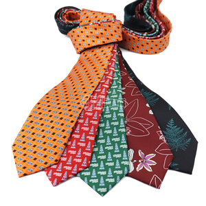 <span class=keywords><strong>Cravate</strong></span> en tissu imprimé rouge orangé pour hommes, coffret cadeau de cravates en soie tissées pour designers et entreprises - Product Image 2