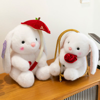 Peluche Lapin Personnalisé Tenant une Fleur avec Rembourrage en Coton PP, Animal en Peluche Confortable pour Enfants, Anti-Stress