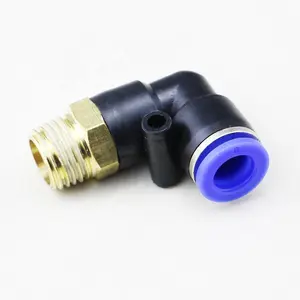 PL6-01 PL6-02 1/8 1/4 Thread Size 6mm Brass Pneumatic Fitting Union Elbow Push to Connect Fitting Elbow Connector