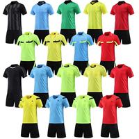 Ensemble de maillot d'arbitre de football pour hommes adultes personnalisé en gros, manches courtes, pour les entraînements et les matchs, polyester, séchage rapide, respirant