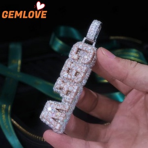 Ice Out <b>D</b>-F VVS letter Hiphop Natural Diamond Pendant Full Pave lab Created Diamond Jewelry Accessories Set for Gifts - Product Image 6