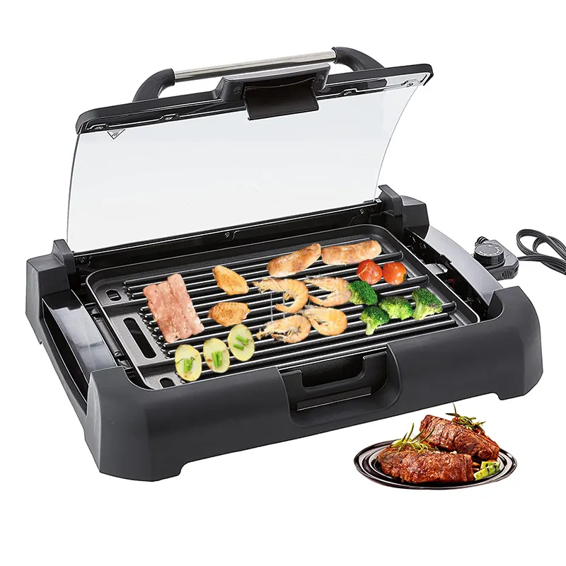 Agregado familiar Griddle Smokeless Non Stick Revestimento churrasqueira elétrica